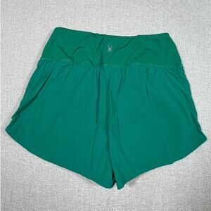 Spyder Women Med Green Running Shorts Lightweight Athletic Training Activewear